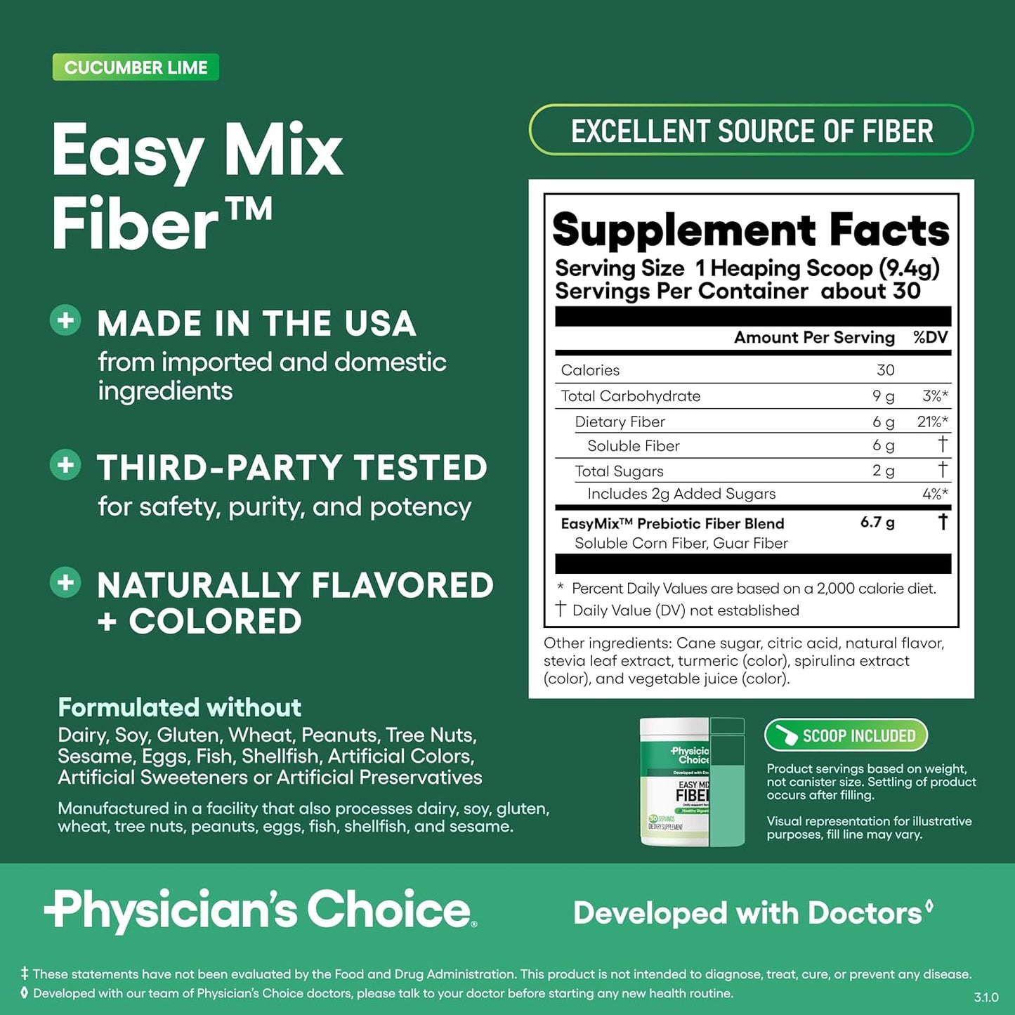 Physician's CHOICE Fibra Easy Mix para la salud digestiva y reg...