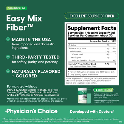 Physician's CHOICE Fibra Easy Mix para la salud digestiva y reg...