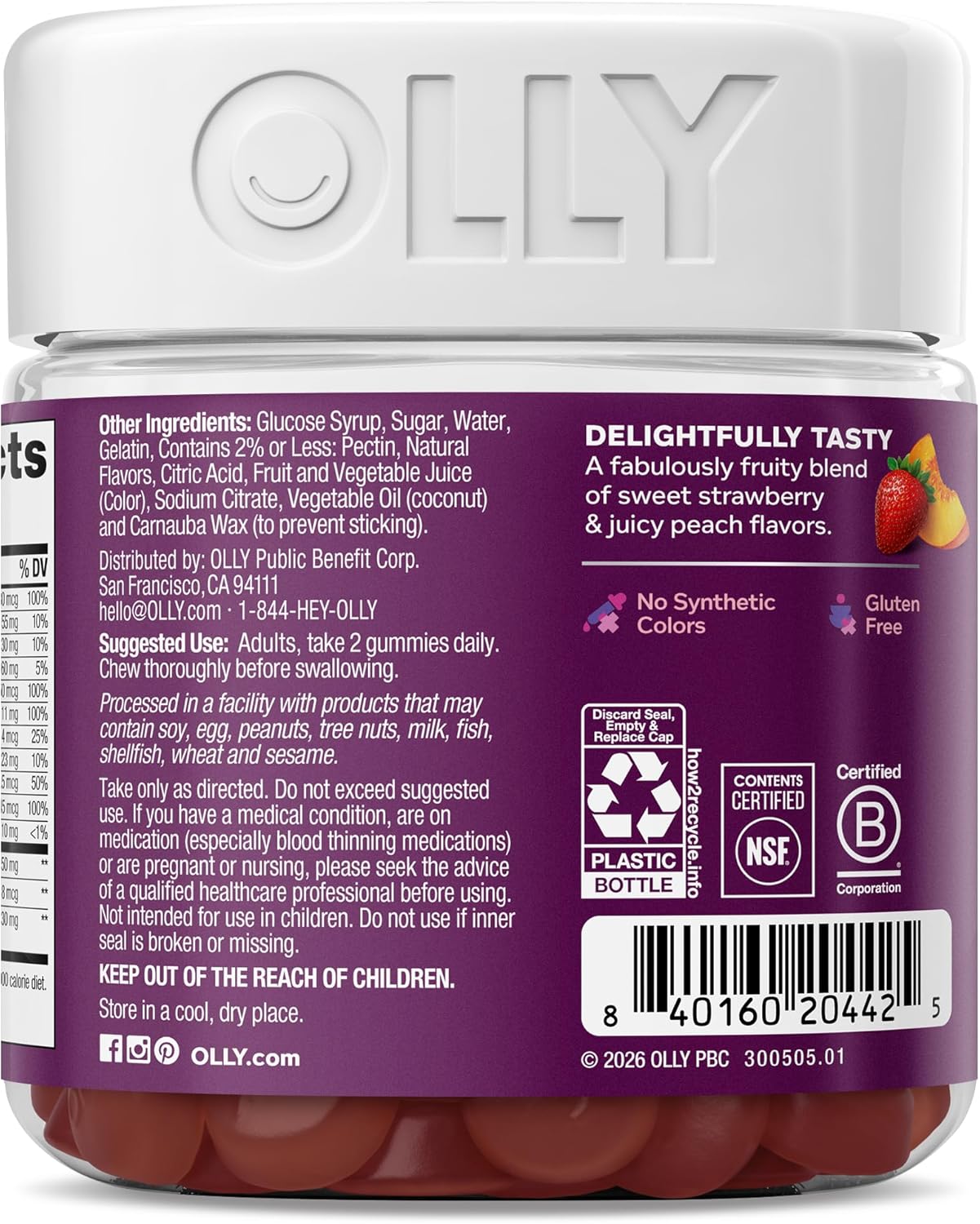 OLLY Más de 40 gomitas múltiples para mujer, 20 nutrientes clave má...