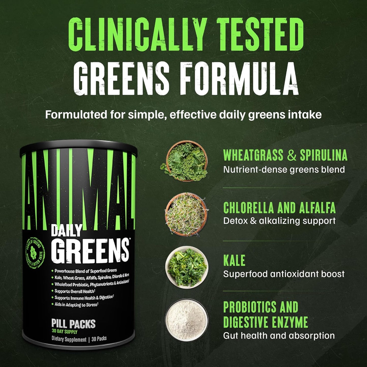 Animal Daily Greens - Paquetes de píldoras \u2013 col rizada, hierb...