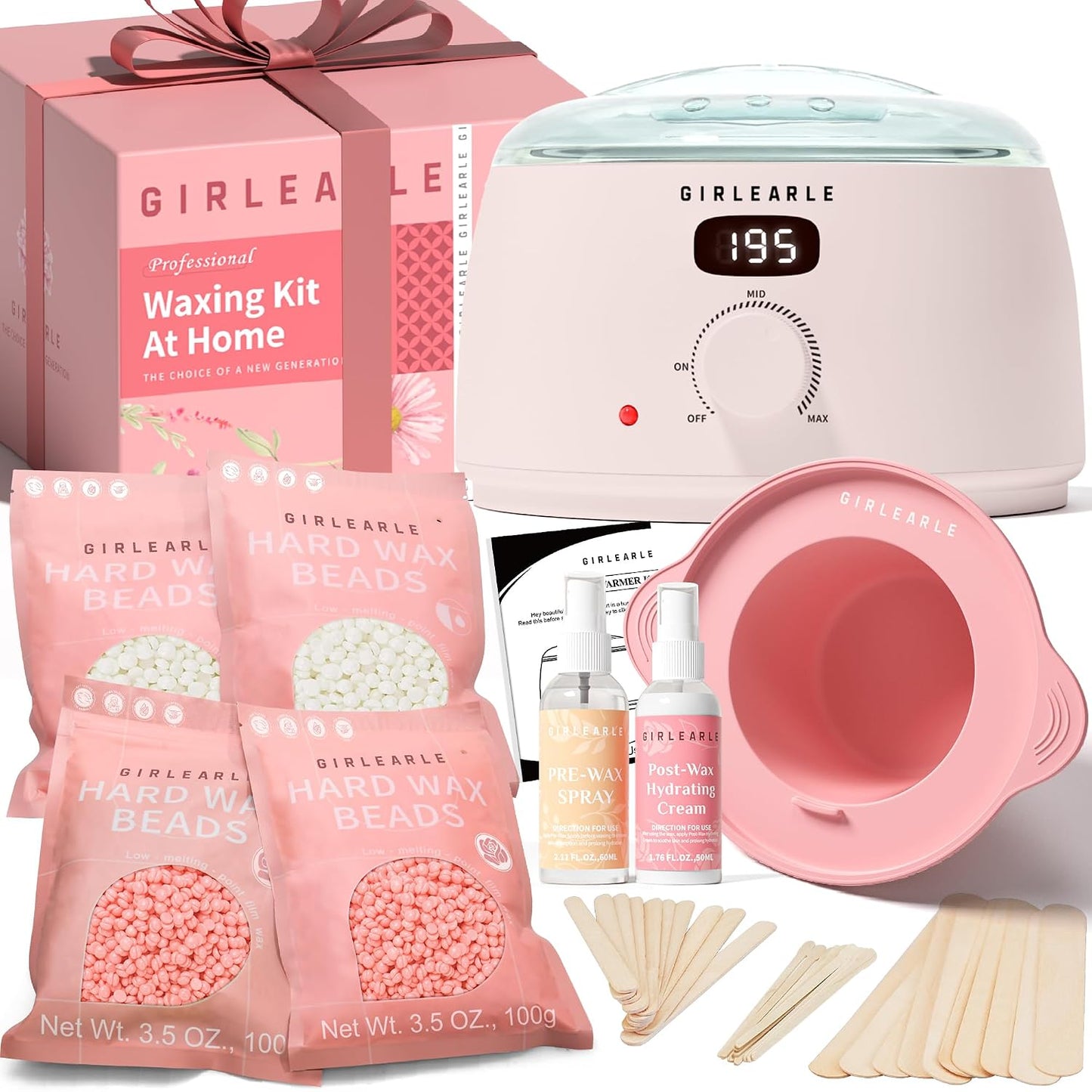 GIRLEARLE Kit de cera digital premium para mujeres con piel sensibl...