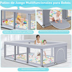 Fshibila Corralito grande para bebés de 74 x 50 pulgadas, corralito...