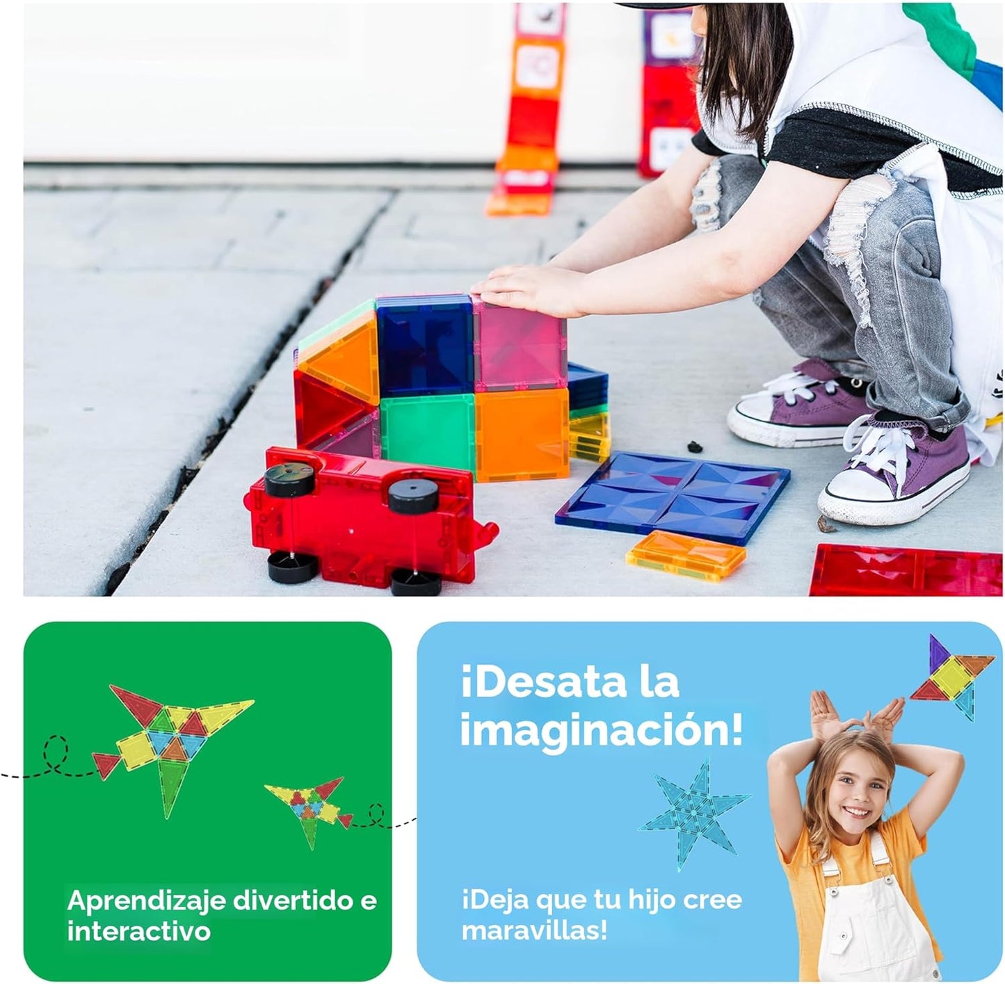 PicassoTiles - juego de 60 piezas de bloques de construcción magnét...