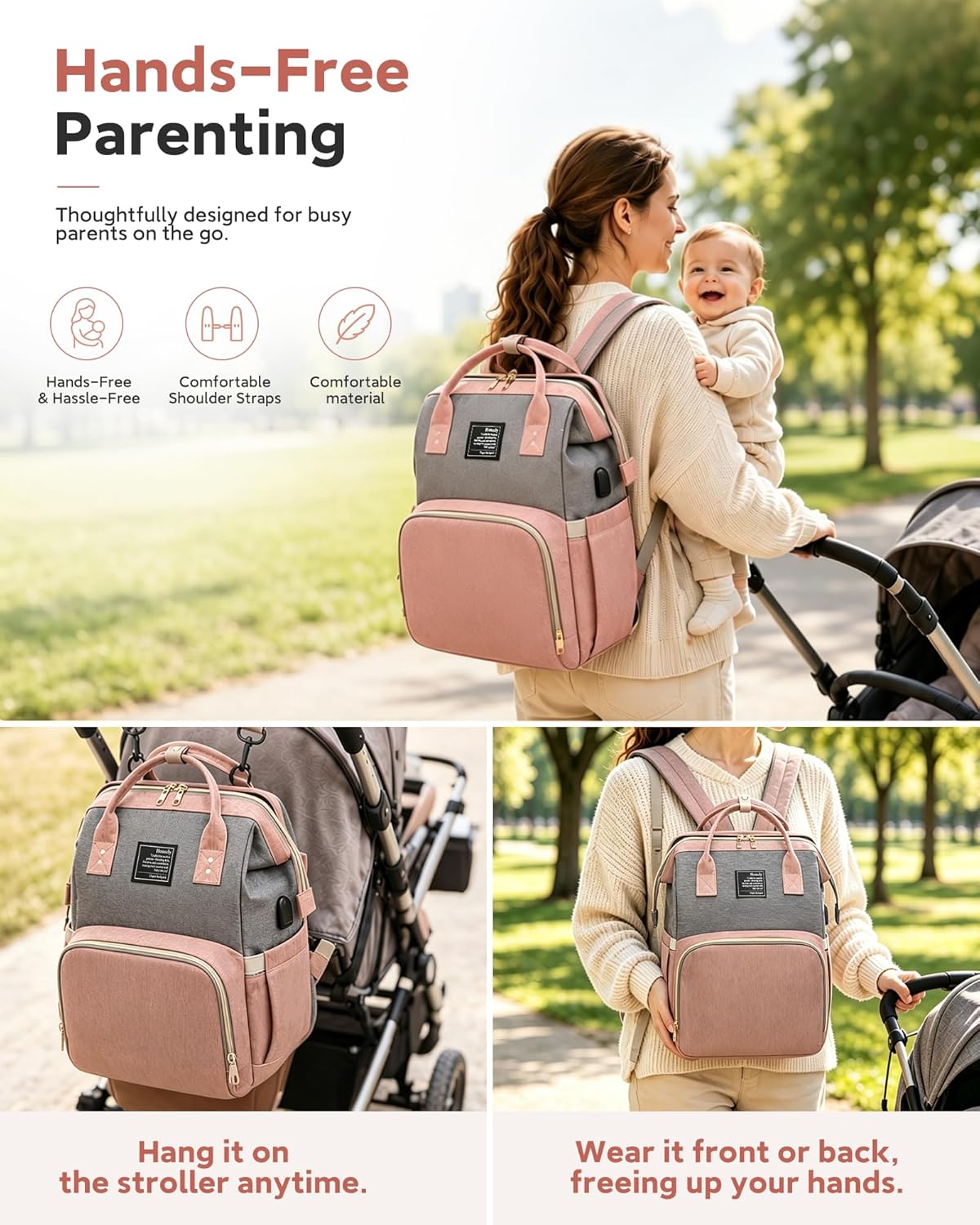 houscly Mochila de Pañales para Bebé Niño: Bolsa Grande de Bebé par...