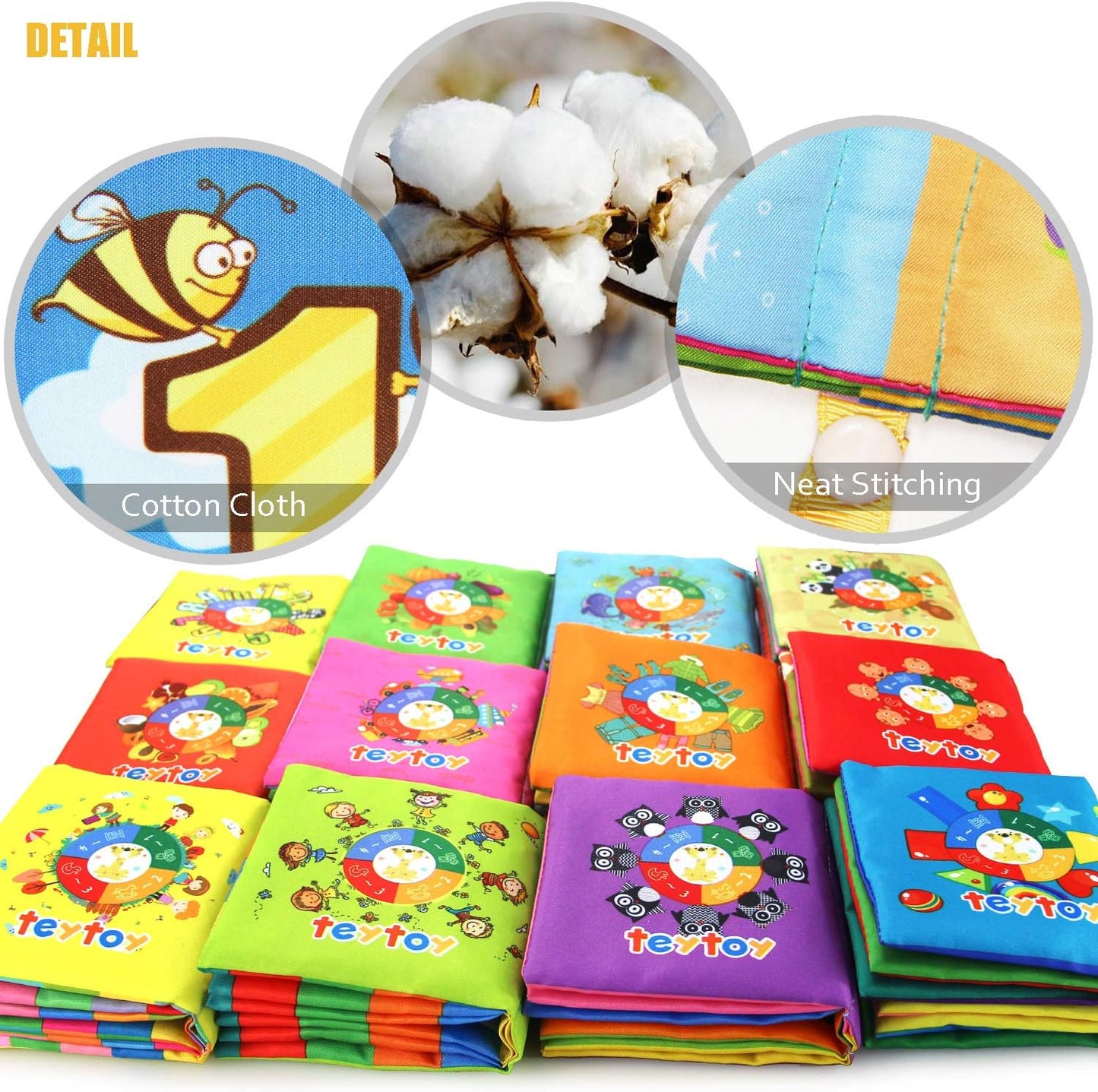 My First Soft Book, teytoy - Tela no tóxica para bebé, libros suaves arrugados para bebés, niños y niñas, juguetes educativos tempranos (paquete de 12)