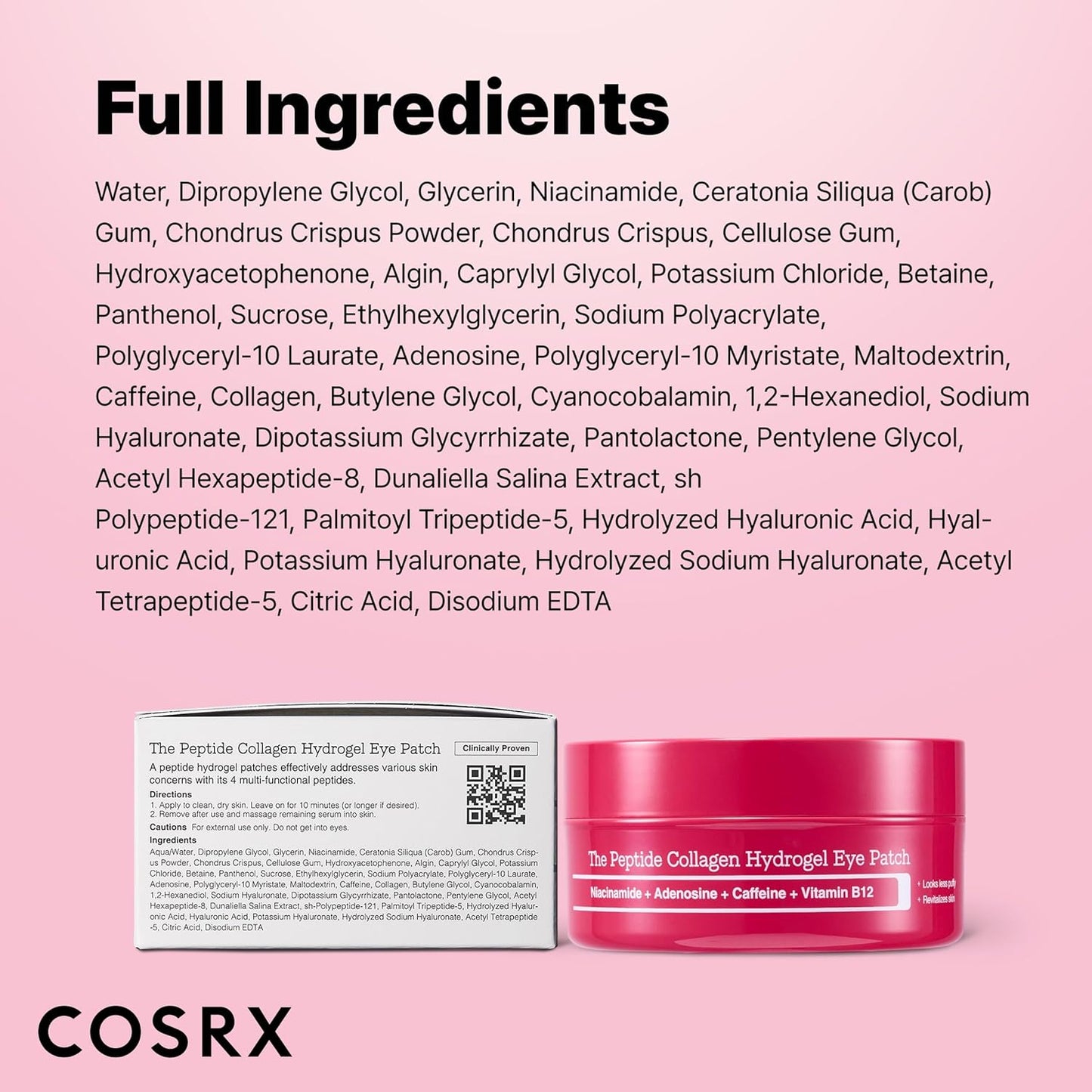 COSRX Parche para ojos de hidrogel de colágeno con péptidos rosados...