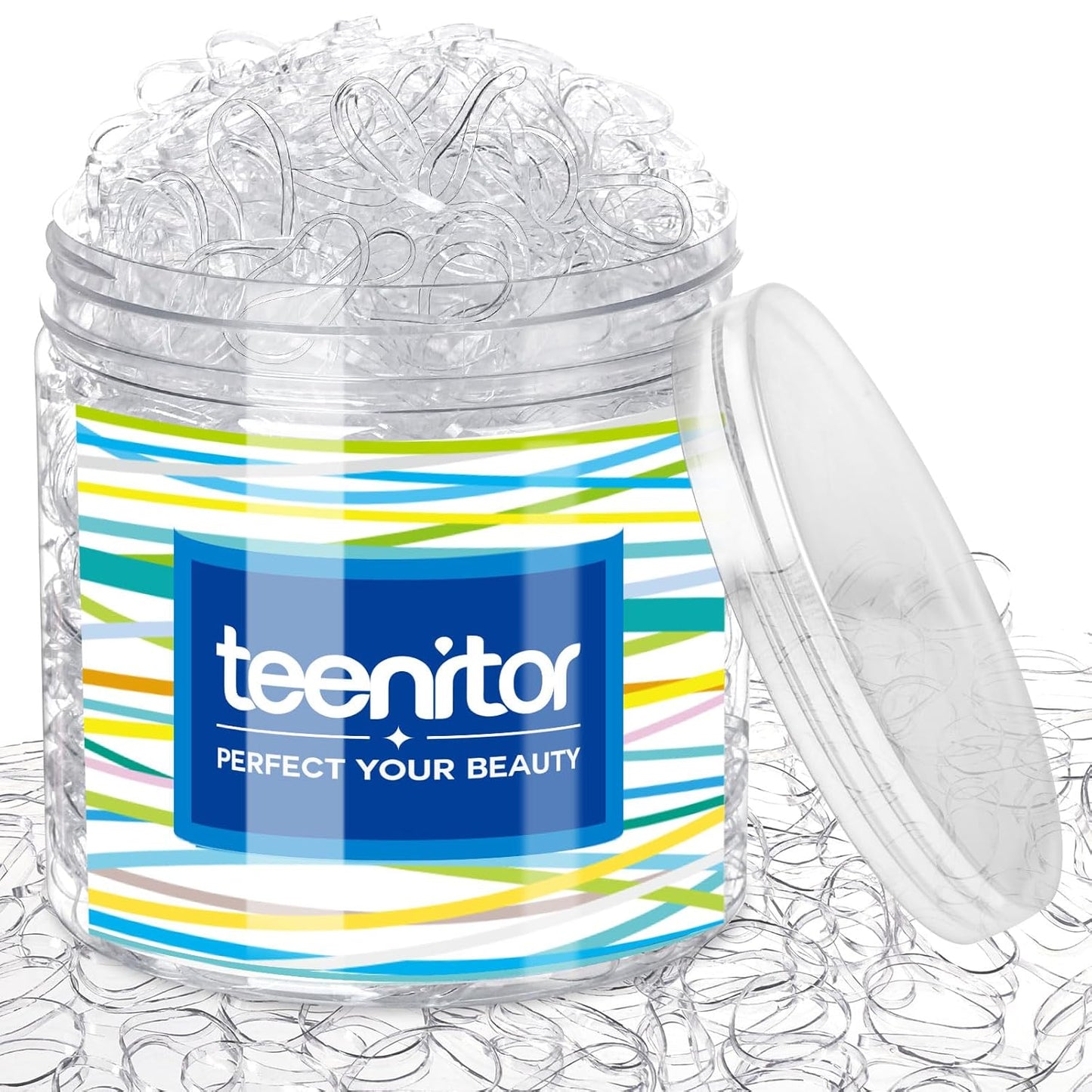 Teenitor - Bandas elásticas transparentes para el cabello, caja con...