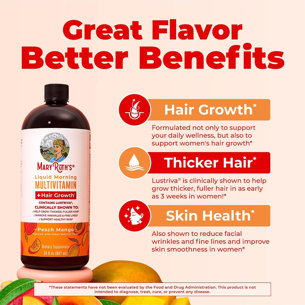 MaryRuth's Multivitamina Líquida+Crecimiento del Cabello | Clín...