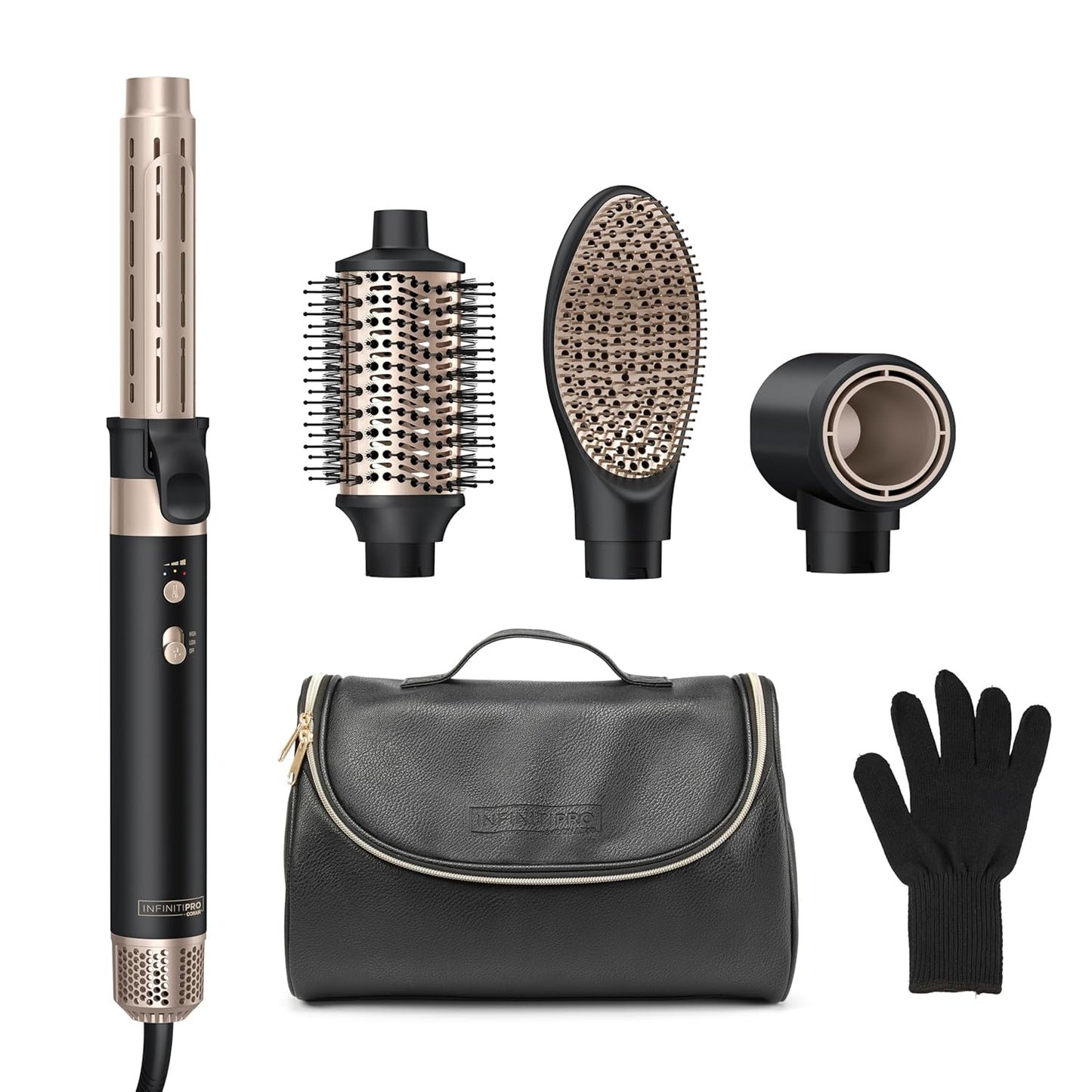 Infiniti PRO CONAIR Varita de peinado húmedo a seco, herramienta de peinado múltiple para rizos, ondas, peinados y volumen, 4 accesorios y bolsa de almacenamiento, exclusivo de Amazon, negro