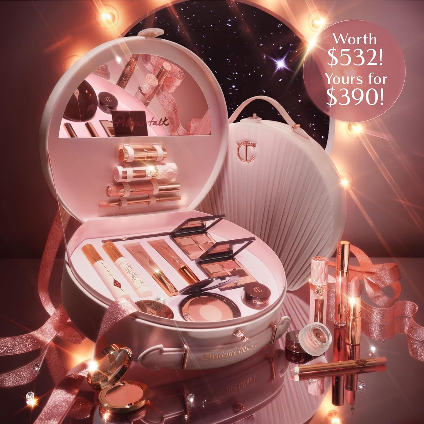 Charlotte Tilbury Pillow Talk Dreams Come True Kit de Maquillaje - Edición Limitada Juego de Regalo de Belleza de 15 Piezas con Esenciales de Maquillaje para Labios, Ojos y Mejillas en Tonos Icónicos