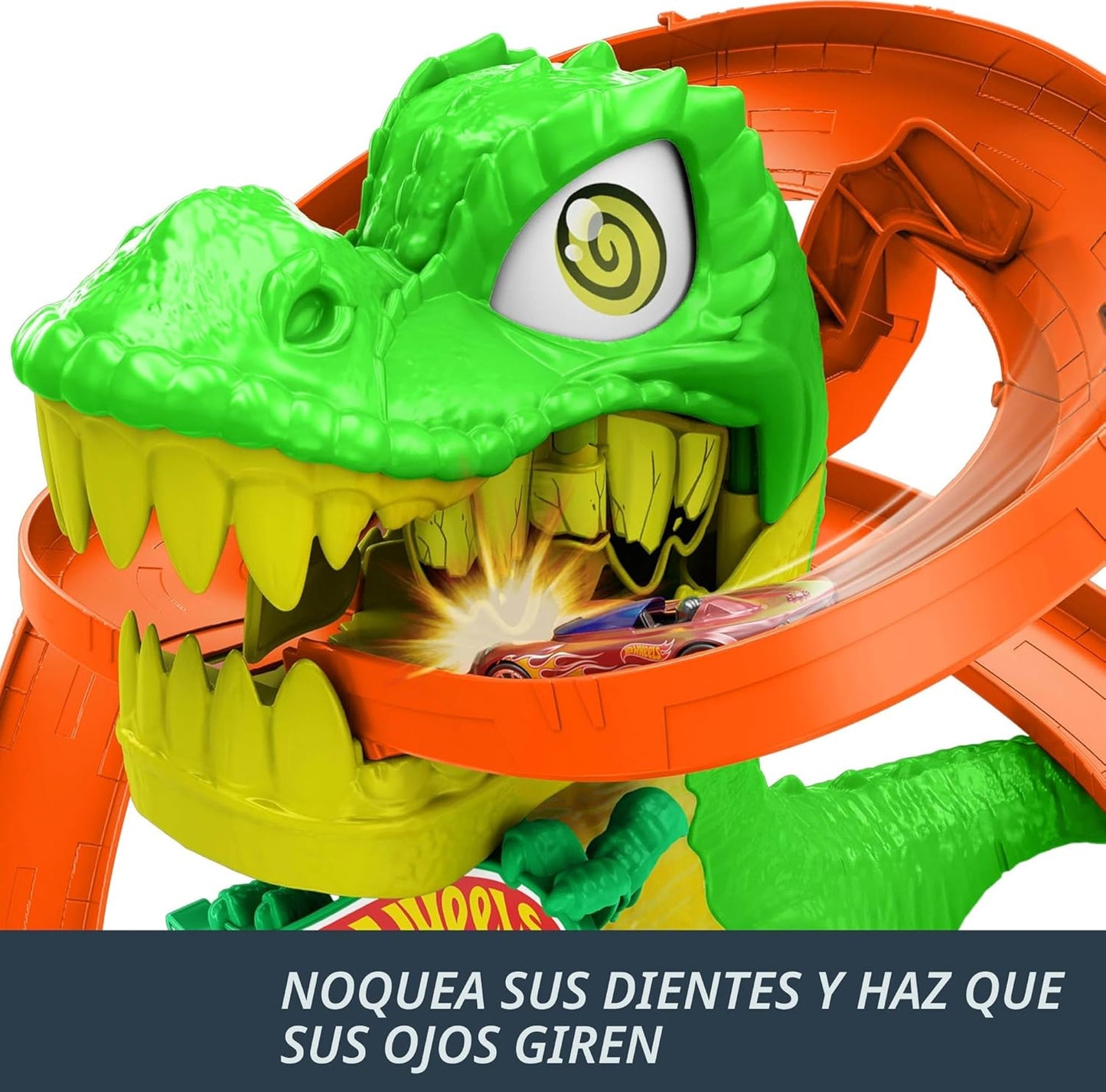 Hot Wheels Juego de pistas de autos de juguete, juego City T-Rex Bl...