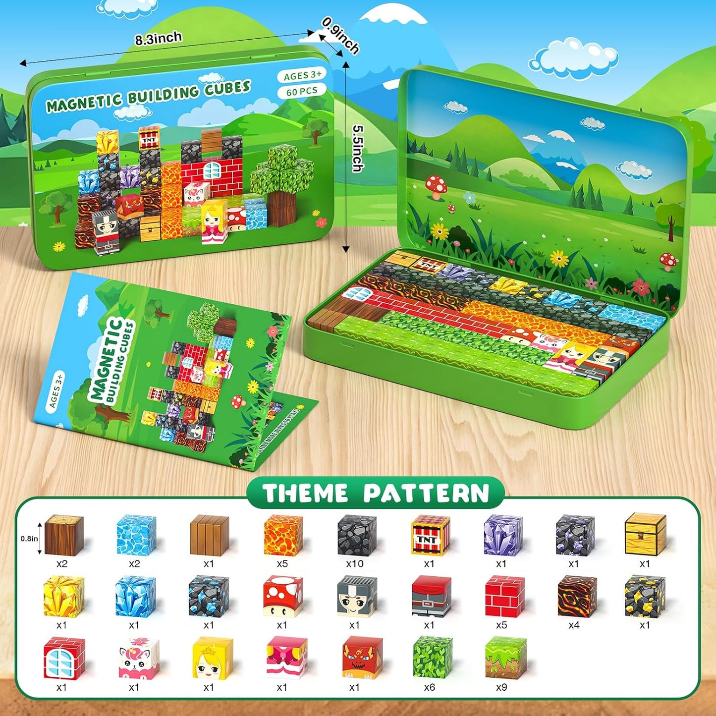 Axirata Juego de 60 minibloques magnéticos de viaje para niños, min...