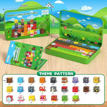 Axirata Juego de 60 minibloques magnéticos de viaje para niños, min...