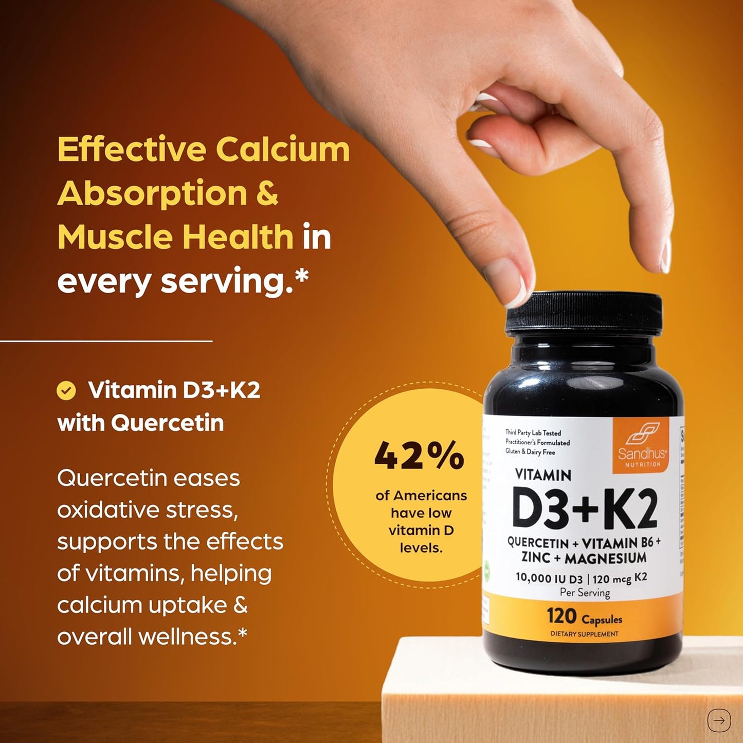 Sandhu's Vitamina D3 K2 Magnesio 10000 UI, 120 mcg K2 Cápsulas...
