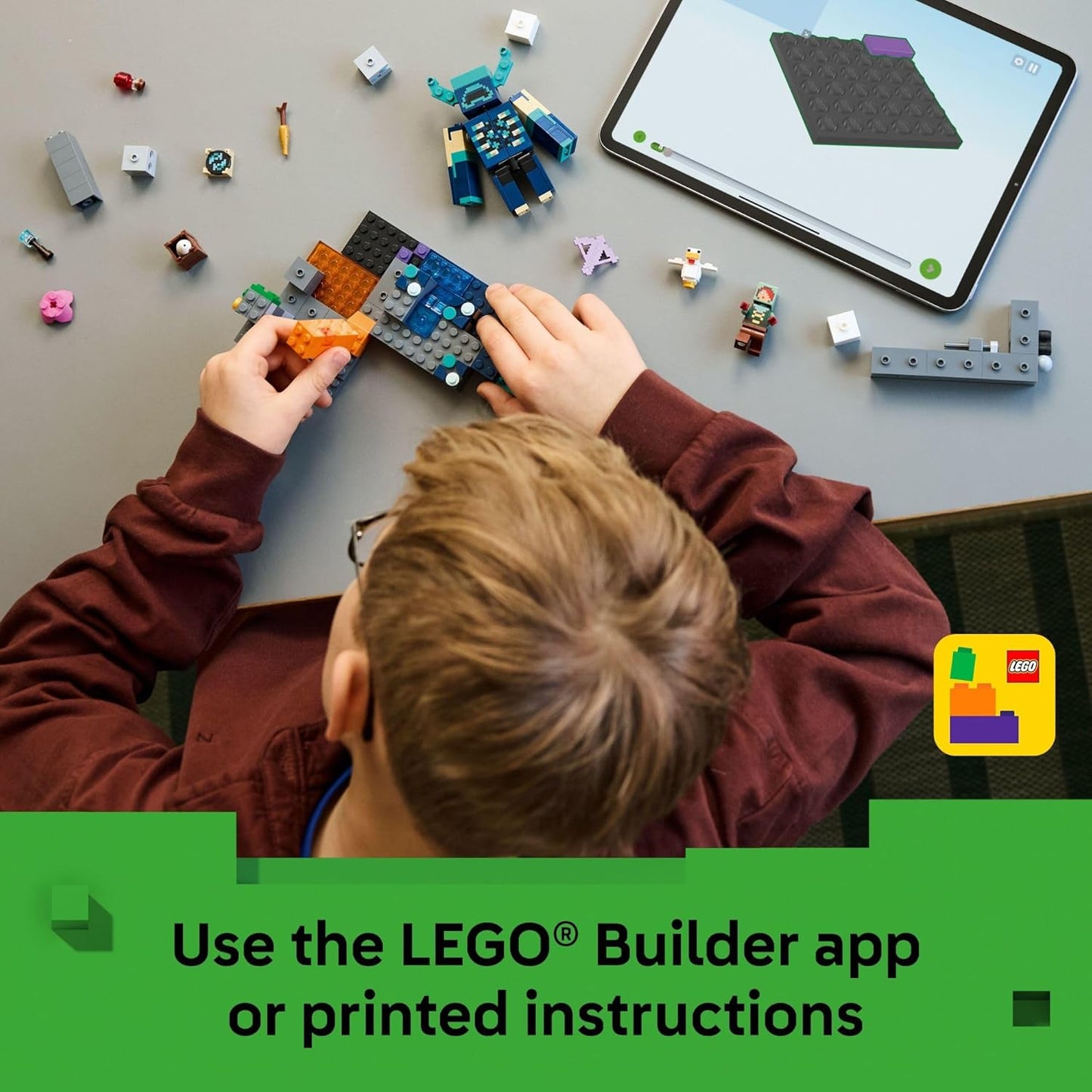 LEGO Minecraft The Warden Encounter - Juego de construcción coleccionable para niños y niñas de 7 años en adelante, con minifigura de guardabosques silenciosos, gran regalo de cumpleaños para
