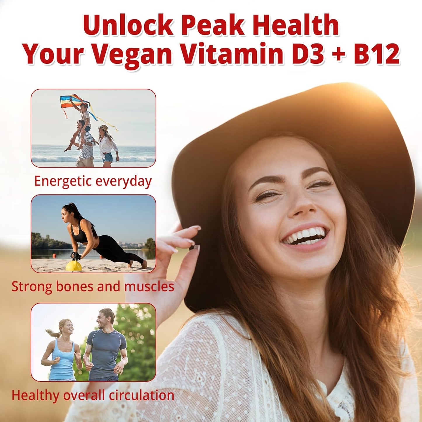 NEVISS Paquete de 2 gomitas veganas de vitamina D3 + vitamina B12,...