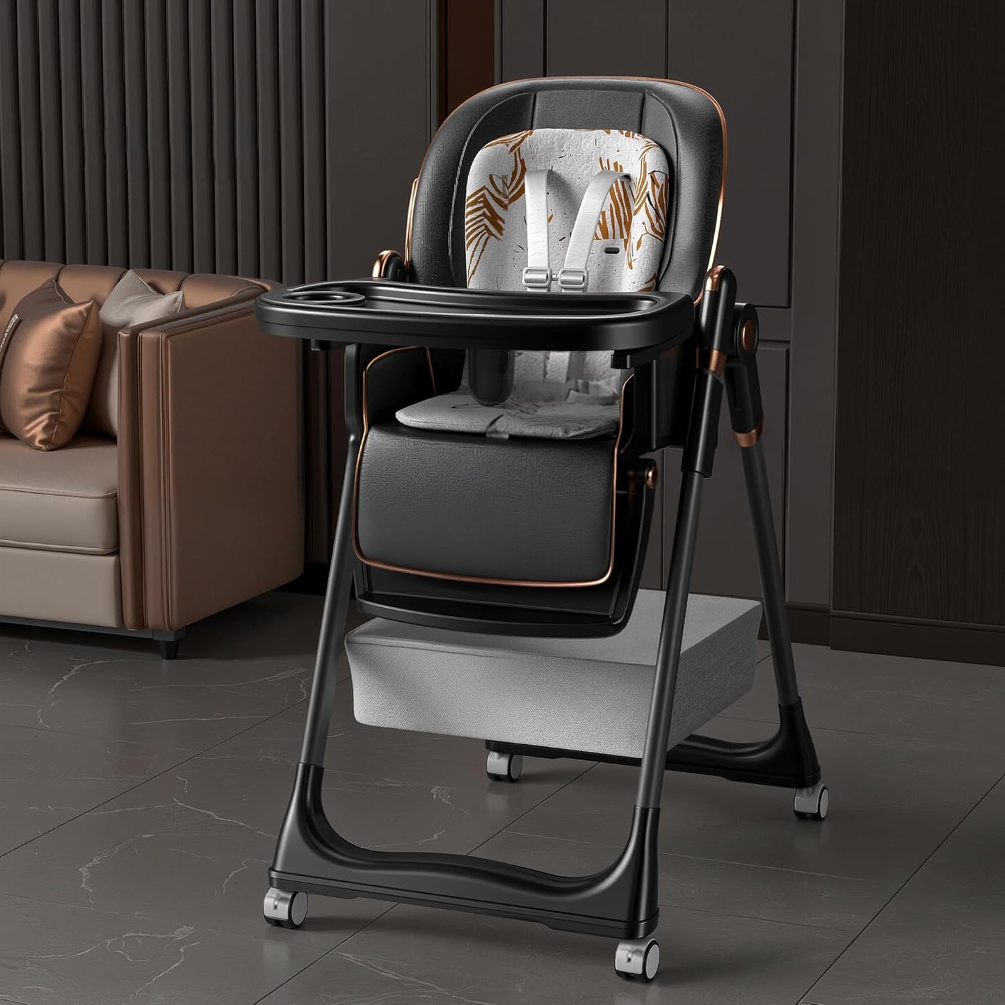 SmartEdge Silla Alta para Bebé con Ruedas, Sillas Altas Plegables 3...