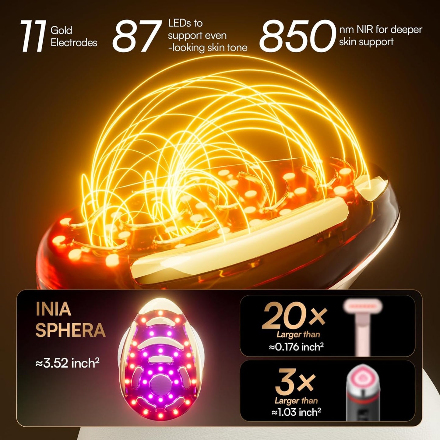 INIA SPHERA Dispositivo facial de microcorriente 8 en 1 mejorado pa...