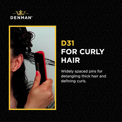 Denman Free Flow D31 - Cepillo de peinado de 7 filas, herramienta de peinado 3 en 1 para crear volumen, desenredar cabello grueso y definir rizos, D31