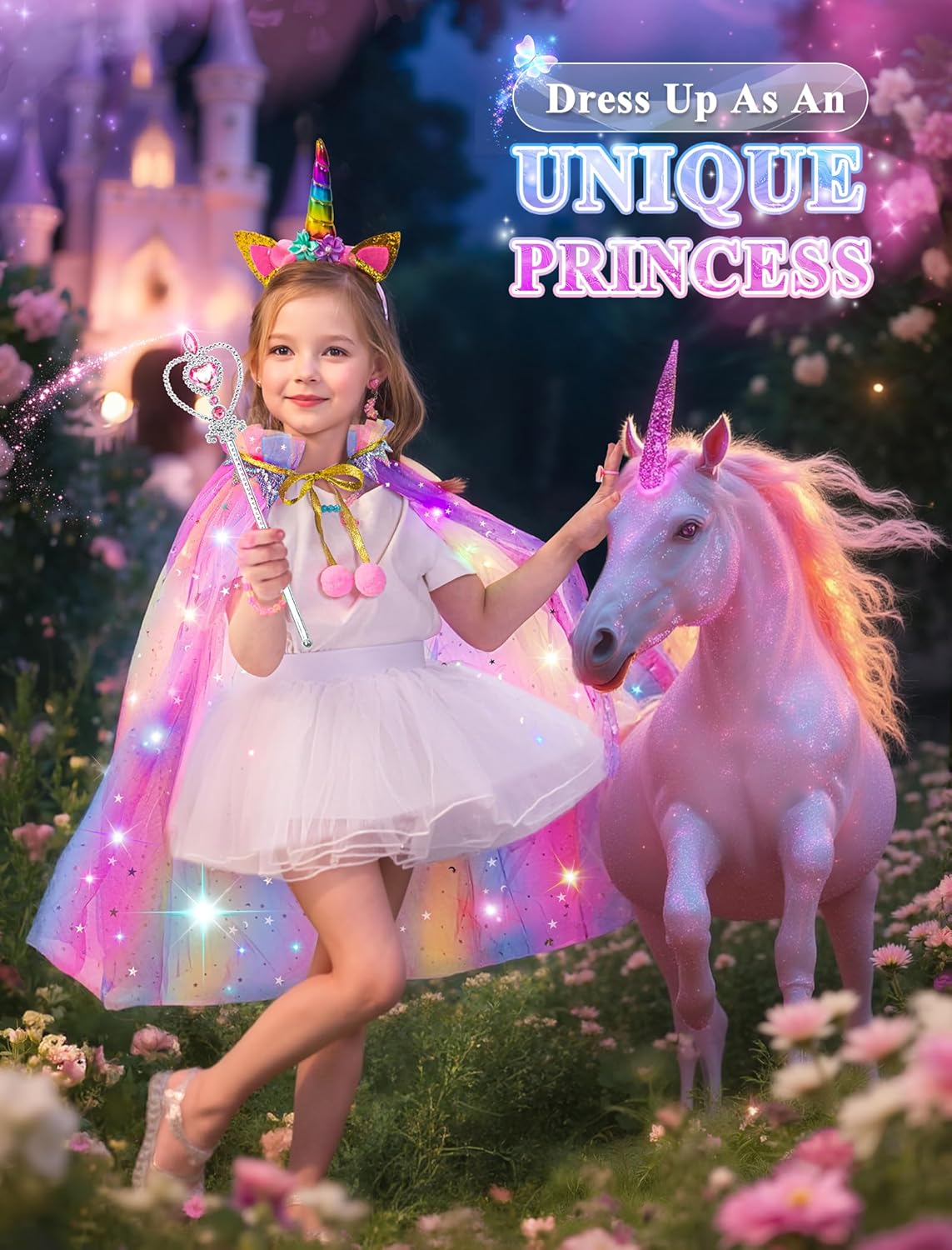 Juguetes de unicornio para niñas de 4 a 6 años, regalos de unicornio, unicornio interactivo que camina, habla, canta con capa de princesa iluminada, juguete de peluche de unicornio con