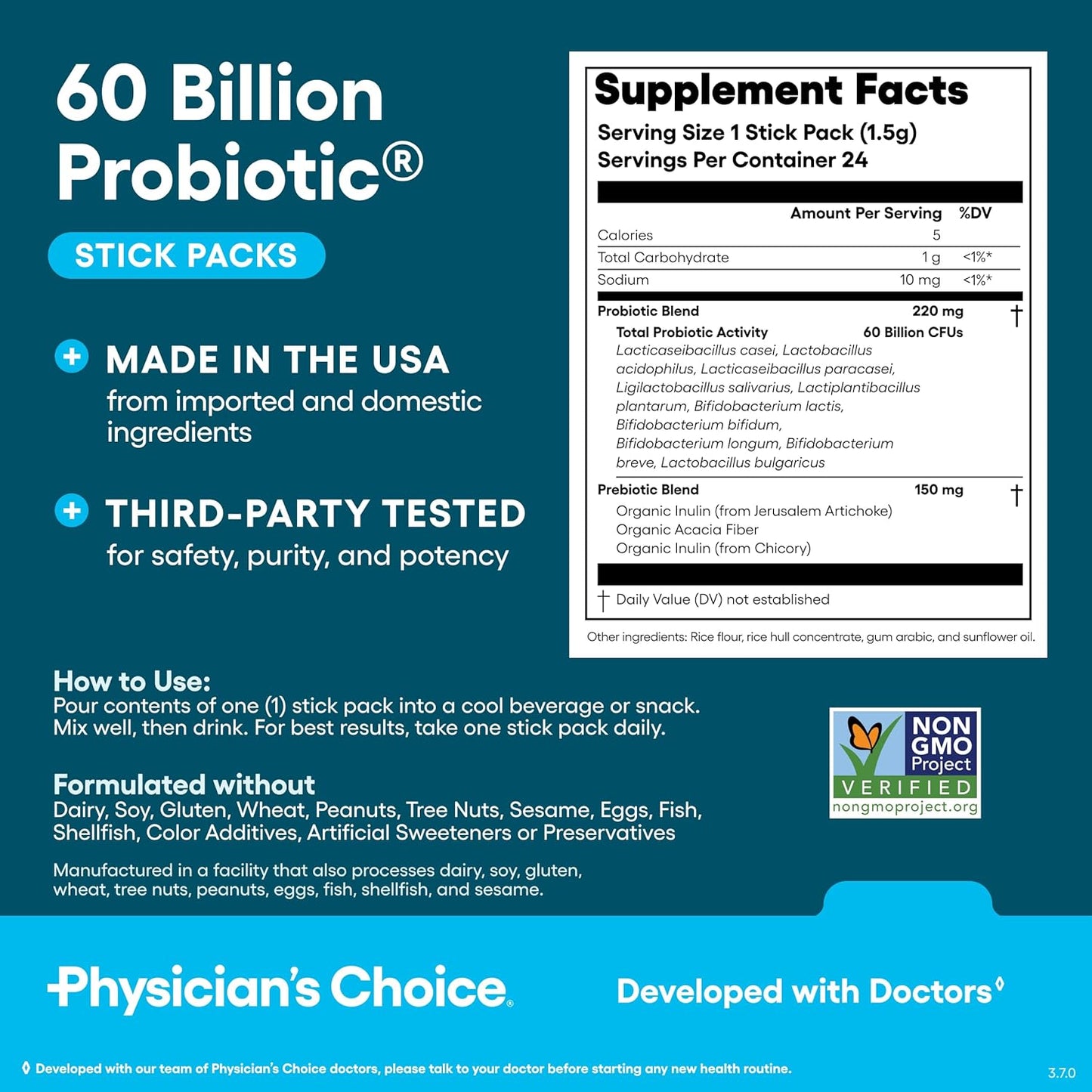 Physician's Choice Paquetes de probióticos en barra de 60 mil m...