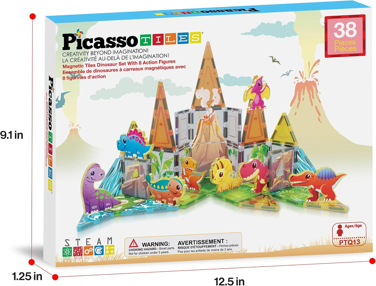 PicassoTiles - Juego de 38 piezas de bloques de construcción con az...