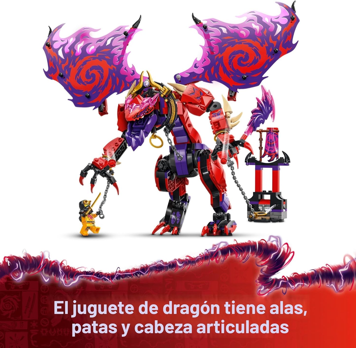 LEGO NINJAGO Thunderfang Dragón del Caos Juguete de construcción para niños a partir de 8 años – Juego de Dragón Rising con 6 minifiguras y figura de dragón articulable – Idea de regalo de cumpleaños
