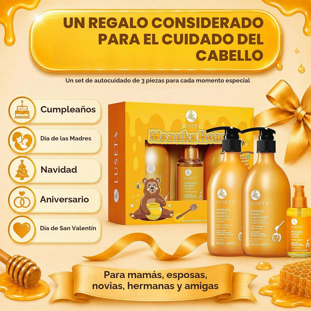 Luseta Manuka Honey - Set de regalo para el cuidado del cabello par...