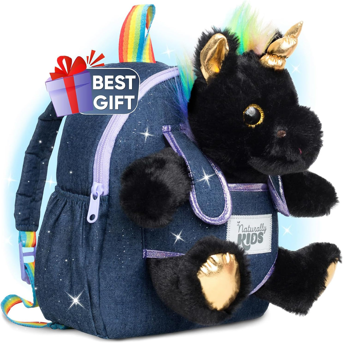 Mochila para niños pequeños Naturally KIDS con. Juguete de peluche...