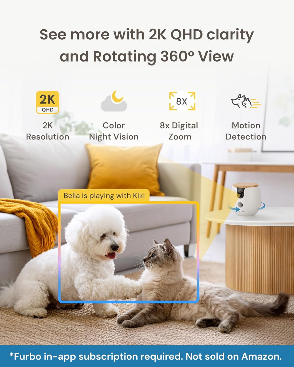 Furbo Mini 360° [Requiere suscripción] Nueva cámara 2K QHD para mas...