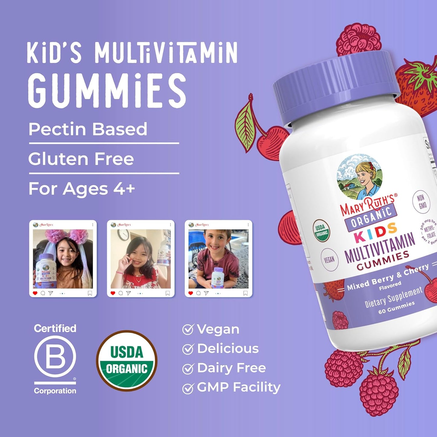 MaryRuth Organics Vitaminas para niños | Multi | Suministro para 1...