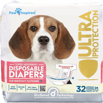 Paw Inspired Pañales desechables para perras, 32 unidades, ultra pr...