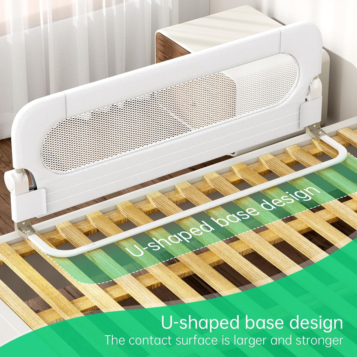 UPGOGO Riel de cama plegable para niños pequeños, blanco, 43 pulgad...