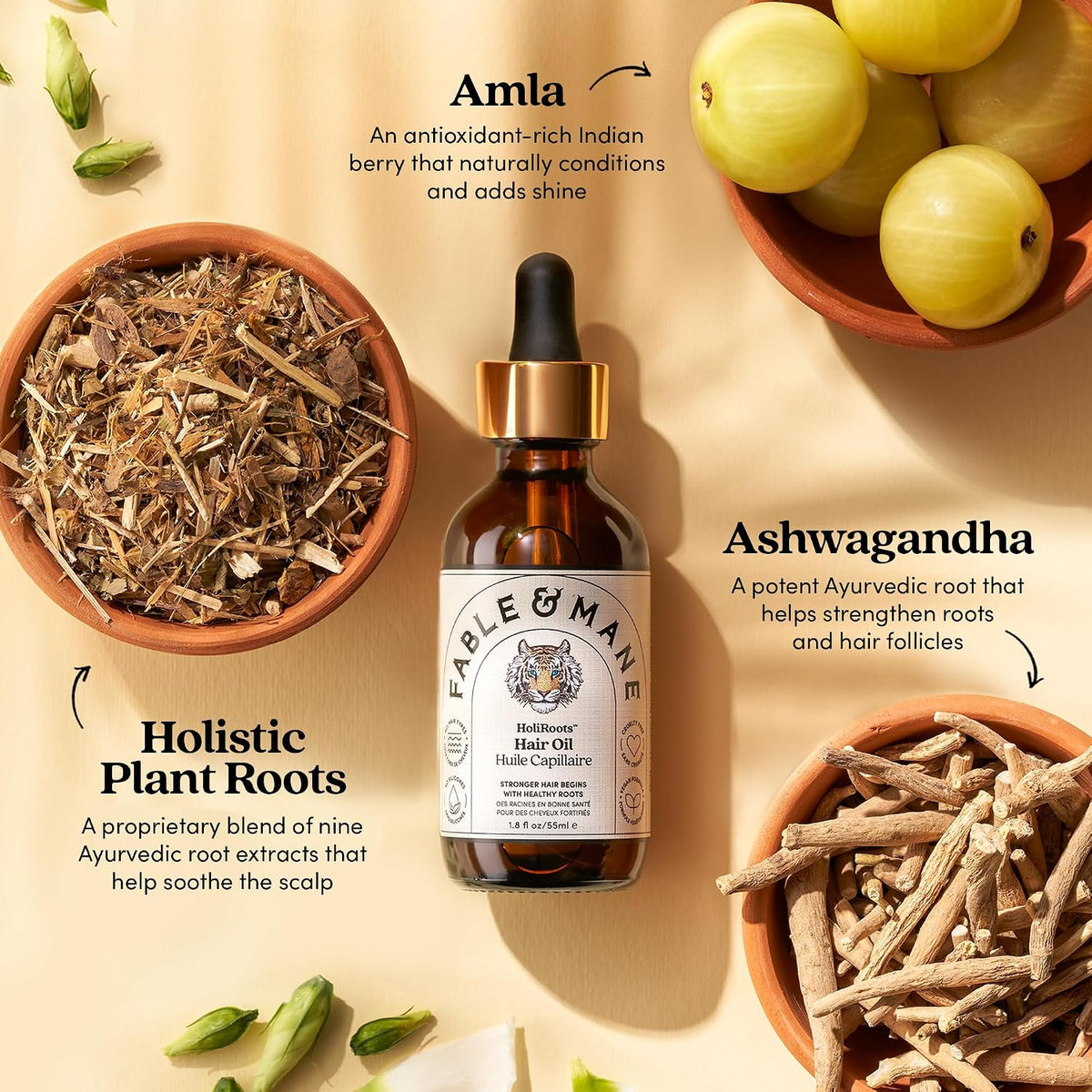 Aceite para el cabello Fable &amp; Mane - Suero fortalecedor HoliRo...