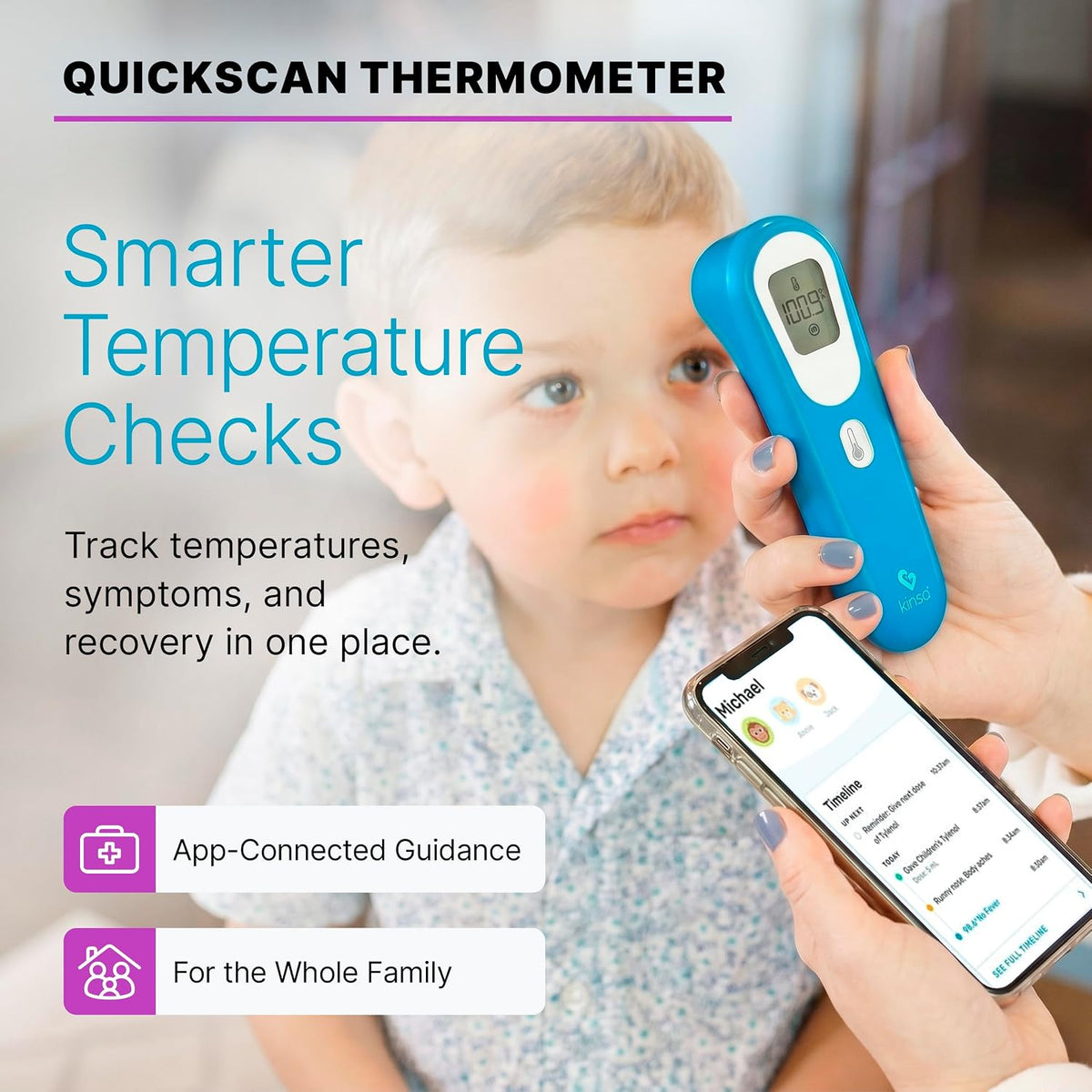 Termómetro inteligente Kinsa QuickScan - Termómetro digital sin con...