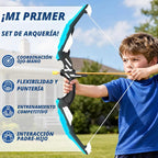 HYES Arco y flecha para niños, juego de tiro con arco con luz LED c...
