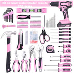FASTPRO 232 piezas 20 V Rosa inalámbrico Taladro de iones de litio...