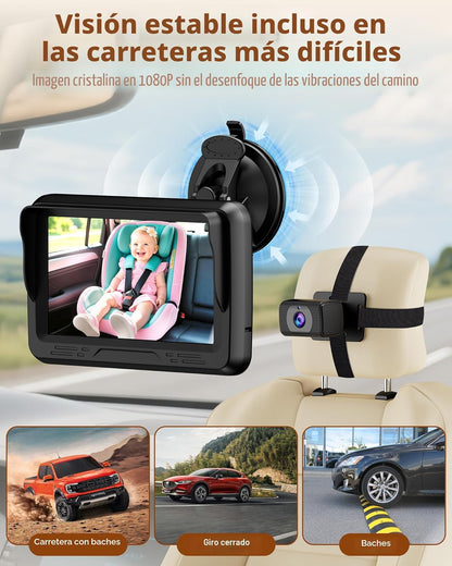 Rohent Cámara de coche para bebé HD 1080P - Monitor infantil orient...
