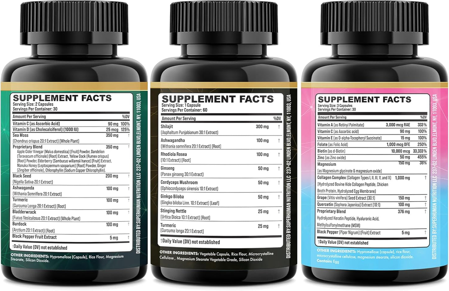 Parrox Ultimate Wellness Trio - Musgo marino, aceite de semilla neg...