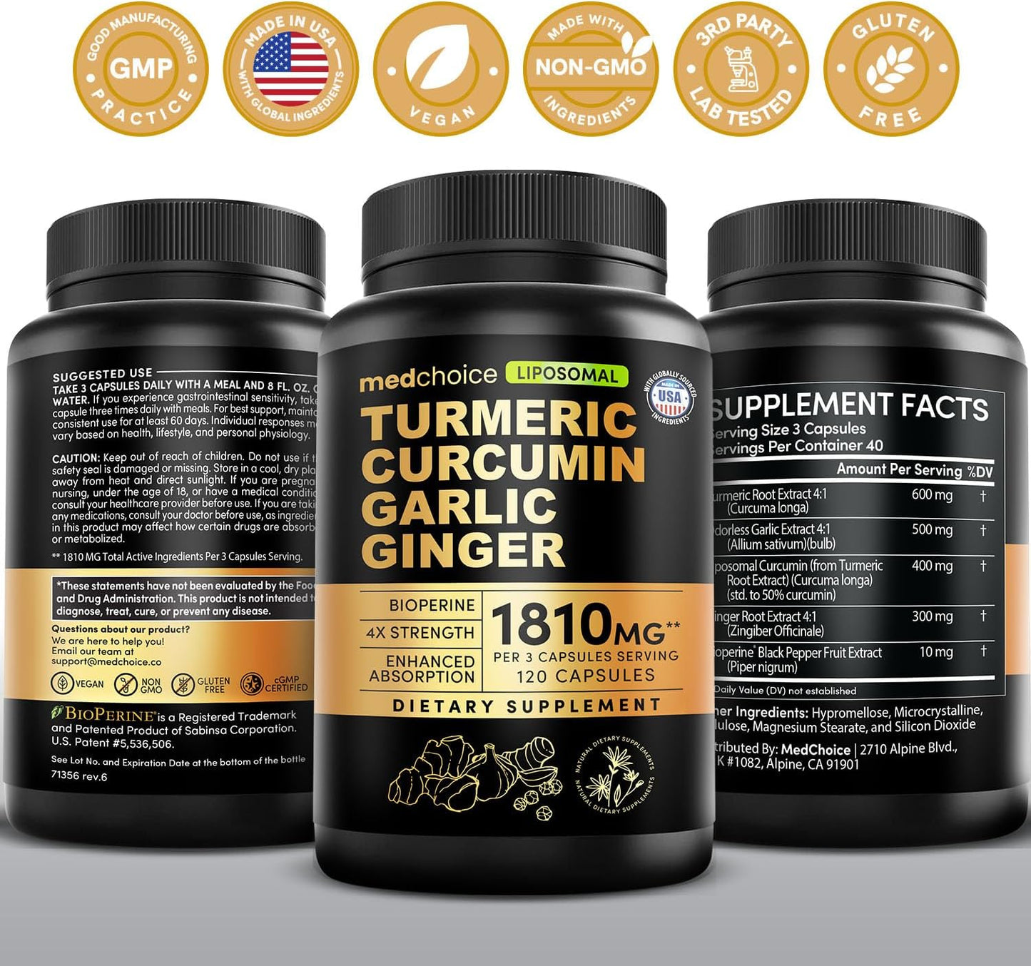 Cúrcuma liposomal, suplementos de curcumina de alta absorción, mezc...