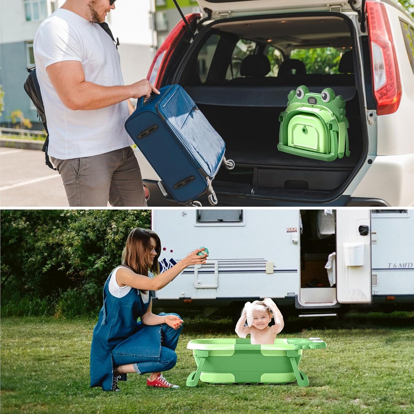 Bañera plegable para recién nacidos a niños pequeños con monitor de...