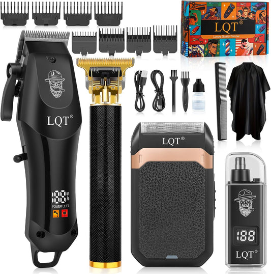 Cortapelos para hombres con pantalla LED, kit de aseo inalámbrico d...