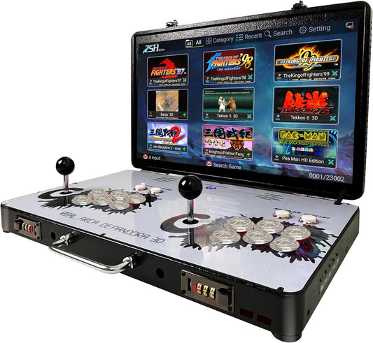 Consola de Juego Arcade Portátil WYGaming 20000 en 1 Caja de Metal, Consola de Juego Electrónico Retro de Pantalla 3D de 22 Pulgadas, con Funciones de Buscar/Ocultar/Guardar/Cargar/Pausar