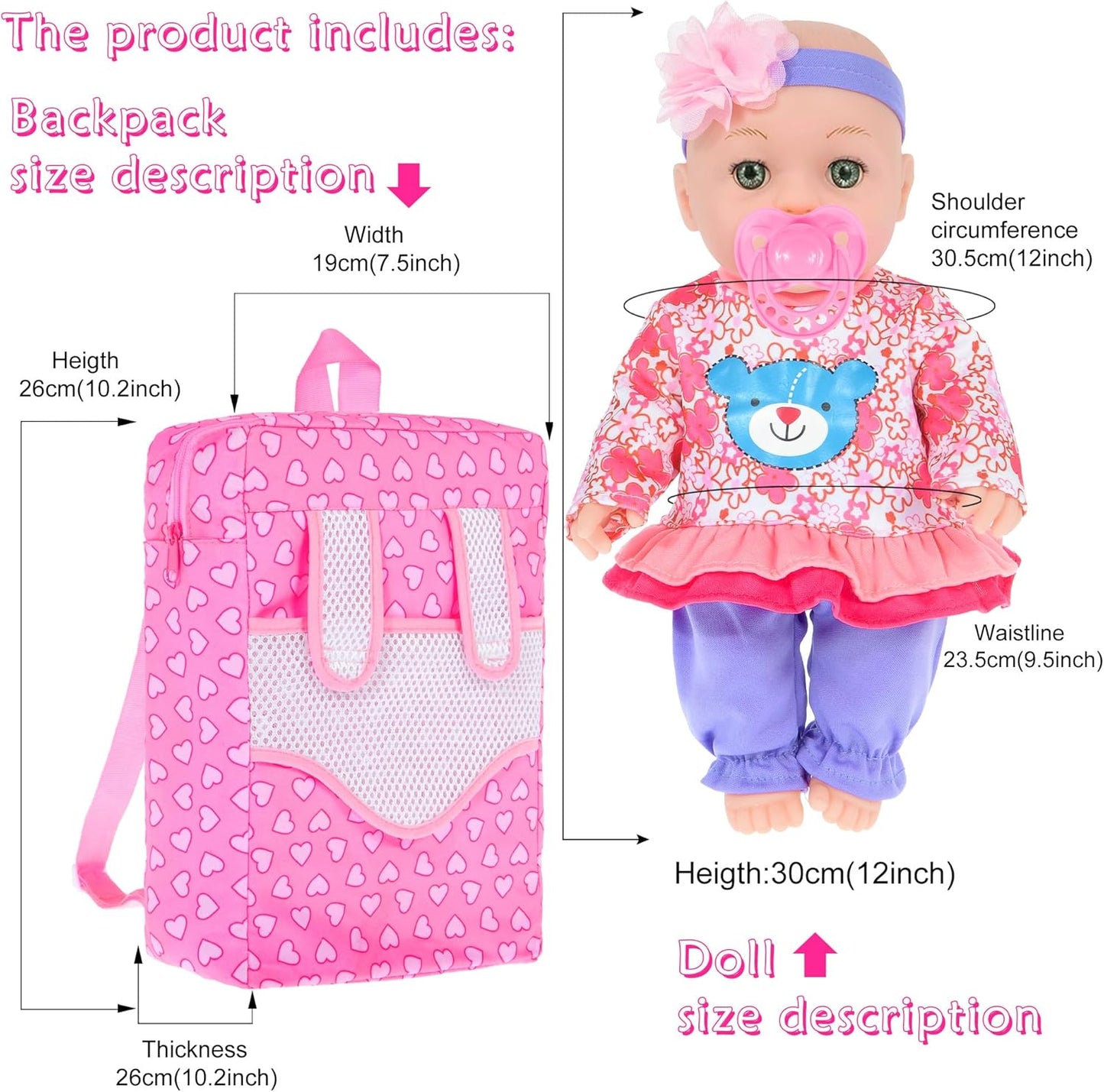 ebuddy Muñeca de bebé de 12 pulgadas y accesorios, muñecas de bebé...