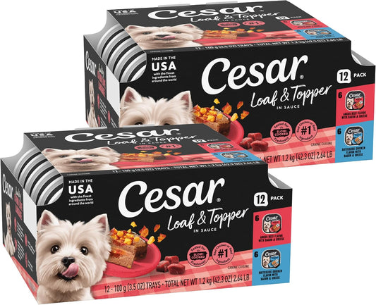 Cesar Loaf &amp; Topper in Sauce - Comida húmeda para perros, paque...