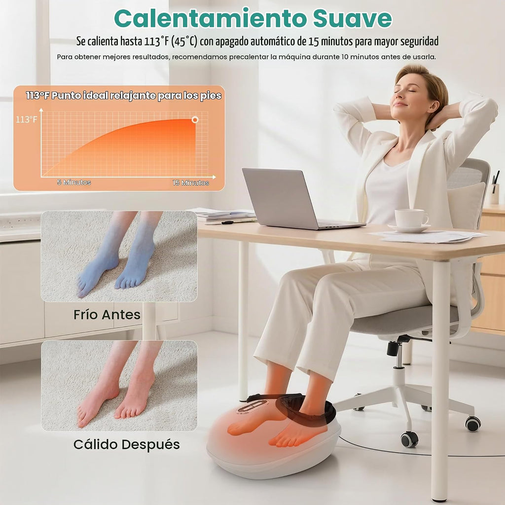 Nekteck Shiatsu - Masajeador de pies con compresión de calor y aire...