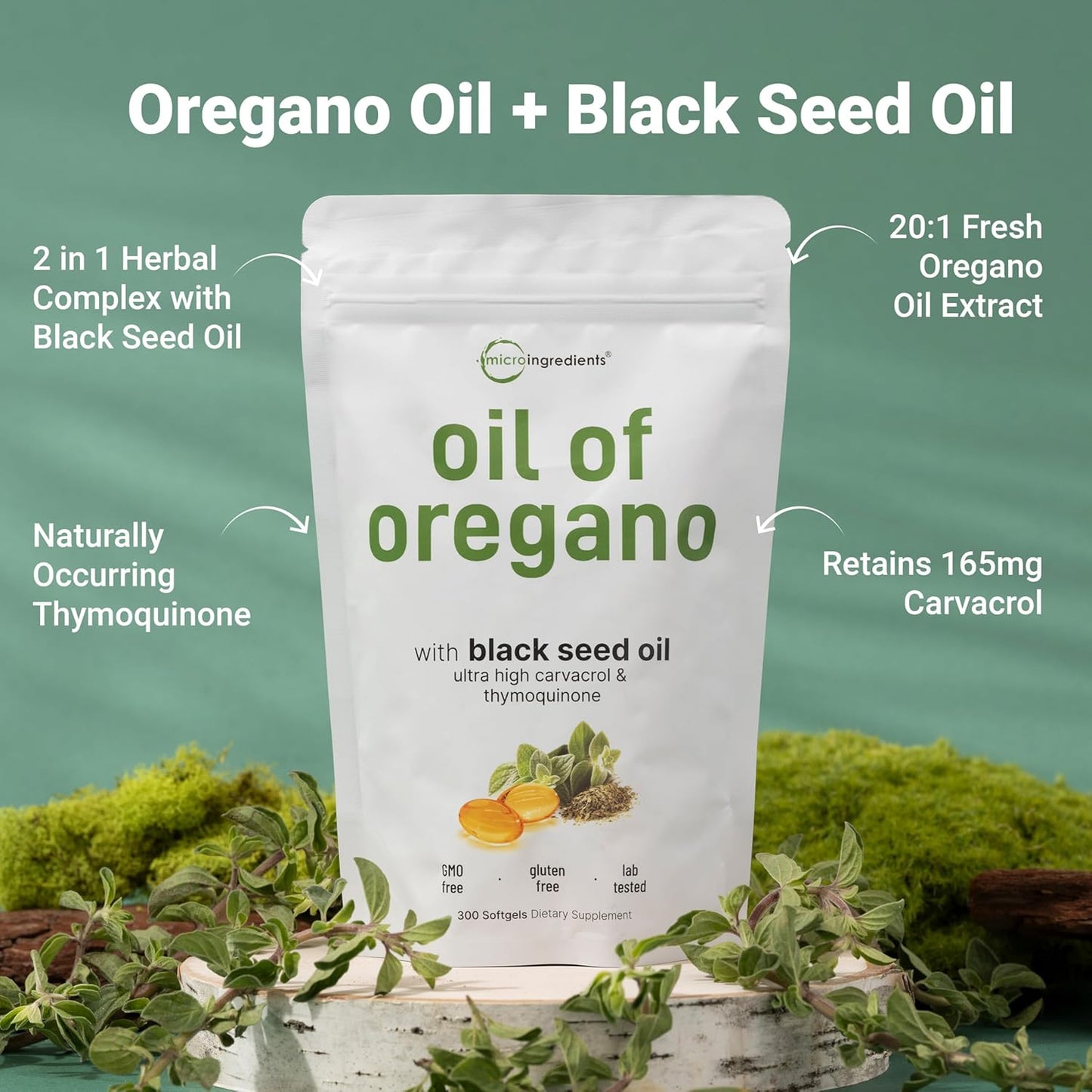 Micro Ingredients Cápsulas Blandas de Aceite de Orégano, 150 Unidad...