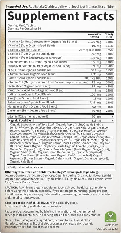Garden of Life Organics Multivitamínico de alimentos enteros para h...