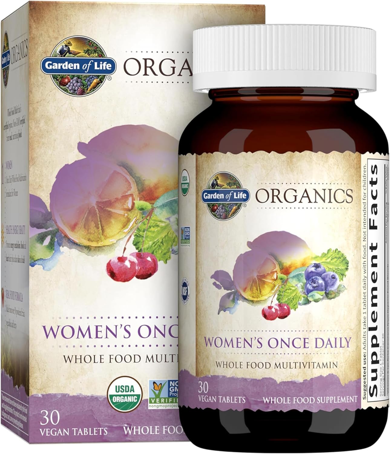 Suplemento multivitamínico orgánico Garden of Life, para mujer, tab...