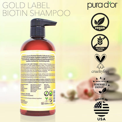 PURA D'OR Champú Original de Etiqueta Dorada Anti-Adelgazamient...